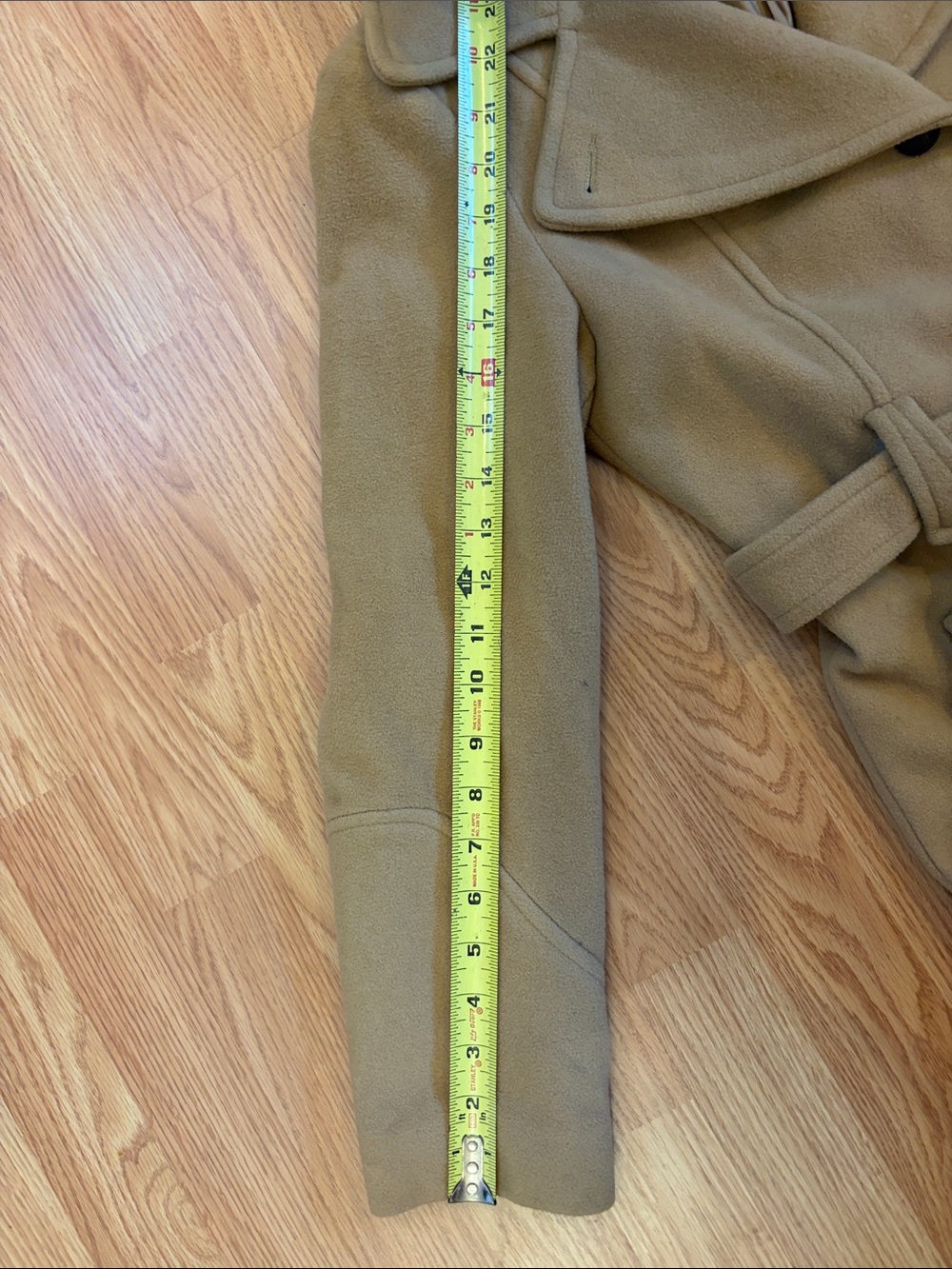 Anne Klein Camel-Tan Belted Wool-Blend Trench Coat - Picture 5 of 16
